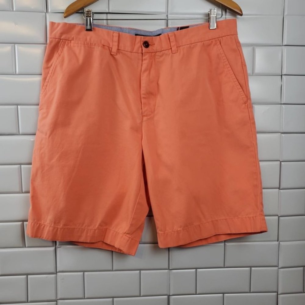 TOMMY HILFIGER | COLORED CHINO 100% COTTON ORANGE CASUAL CLASSIC SHORTS MEN'S 36